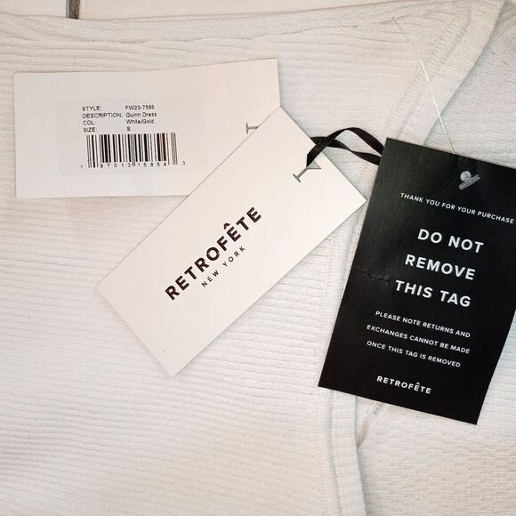 Retrofete Quinn Dress Small White Mini Metallic Halter Neck Quinn Sleeveless New - Picture 7 of 8